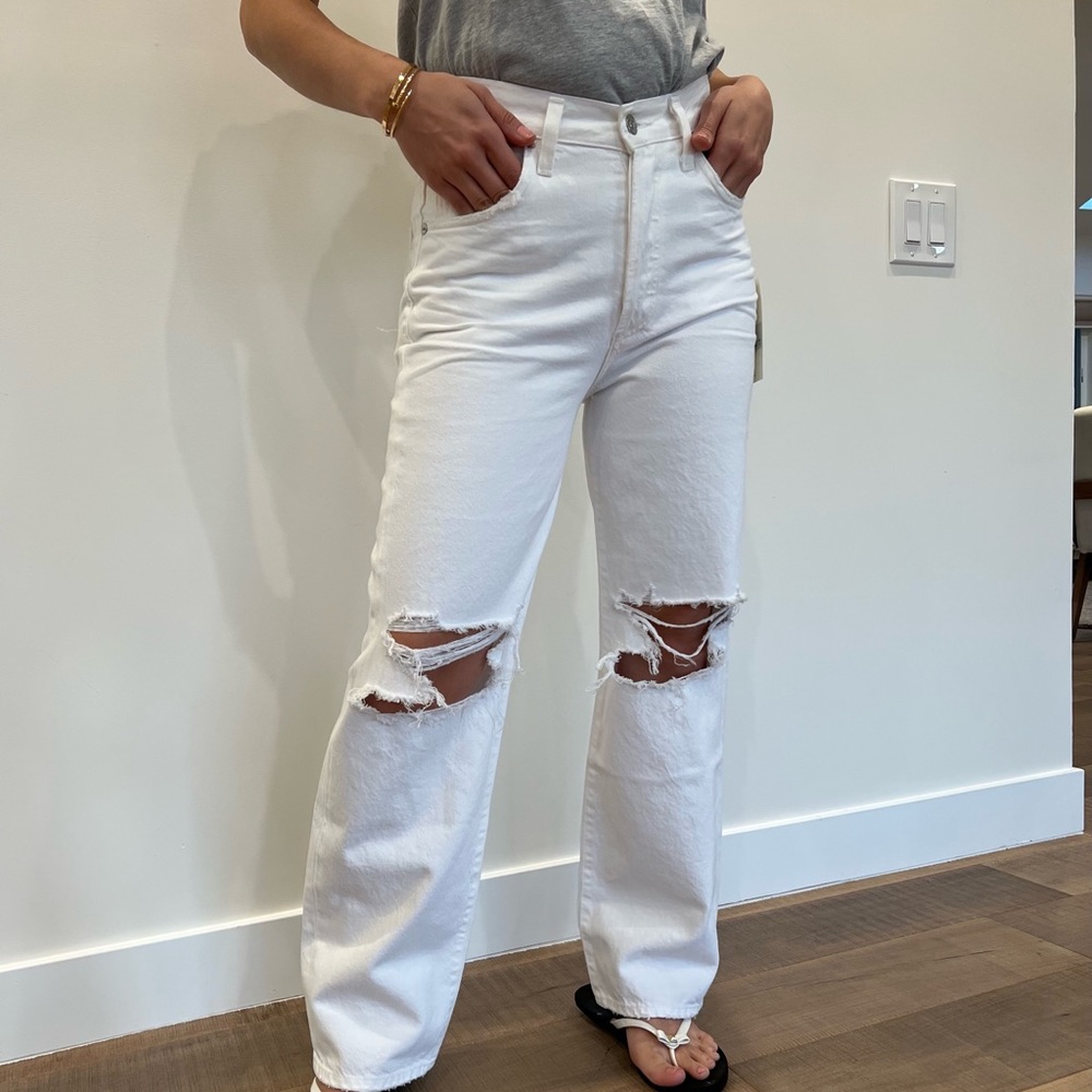 Citizens of Humanity ripped wide legged jeans